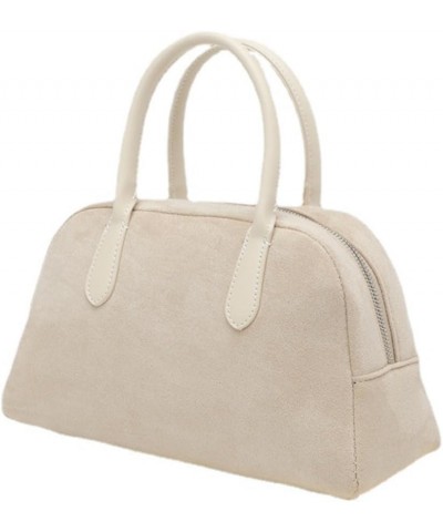 Retro Handbag for Women Top Handle Shoulder Bag Fake Suede Ladies Purse Commuter Bag Beige $20.84 Totes