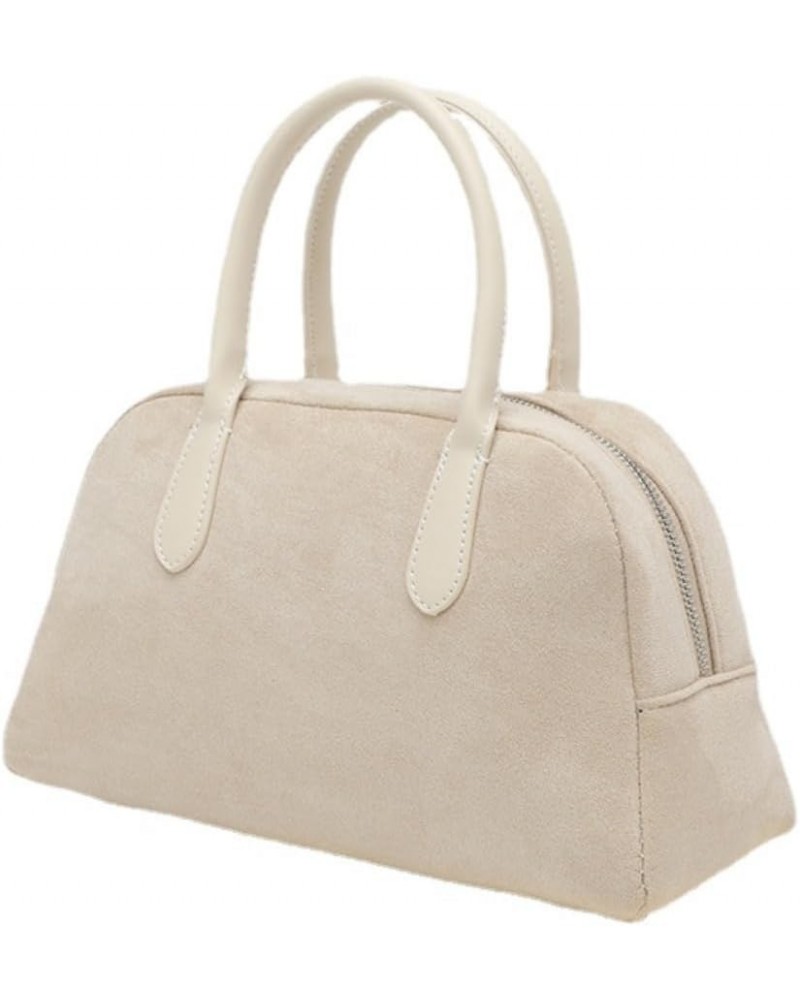 Retro Handbag for Women Top Handle Shoulder Bag Fake Suede Ladies Purse Commuter Bag Beige $20.84 Totes