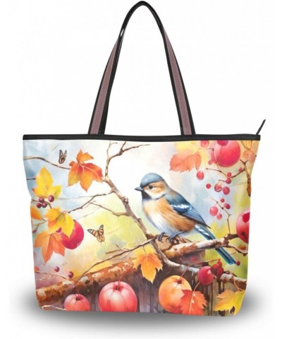 Women Tote Bags Autumn Fall Bird Butterfly Top Handle Satchel Handbags Shoulder Bag for Shopping L 20847939 $11.33 Satchels