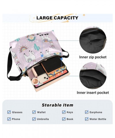 Cute Unicorn Llama Alpaca Blue Ladies Leather Purses Hobo Leather Purse Men Pattern Animal Print Crossbody Hobo Bags Cute Car...