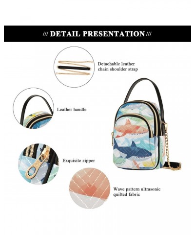 Cute Colorful Shark Crossbody Bag for Women Cell Phone Purse Wallet with Removable Chain Shoulder Handbag for Work Phone Pass...