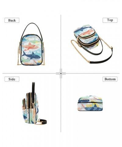 Cute Colorful Shark Crossbody Bag for Women Cell Phone Purse Wallet with Removable Chain Shoulder Handbag for Work Phone Pass...