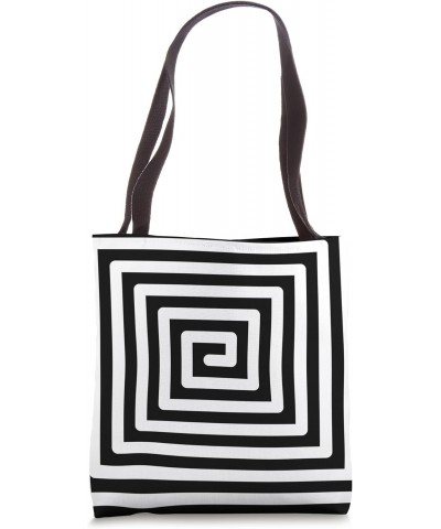 Minimalism Art Minimalistic Aesthetic White Spiral on Black Tote Bag $11.70 Totes