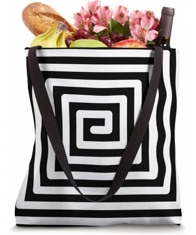 Minimalism Art Minimalistic Aesthetic White Spiral on Black Tote Bag $11.70 Totes