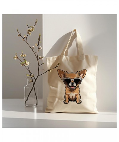 Chihuahua Cotton Tote Bag for Women Men Casual Tote Bag Cloth Canvas Shopping Bags with Handles Cute Bags Everyday Use 15" x ...