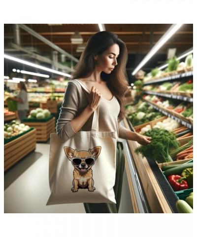 Chihuahua Cotton Tote Bag for Women Men Casual Tote Bag Cloth Canvas Shopping Bags with Handles Cute Bags Everyday Use 15" x ...