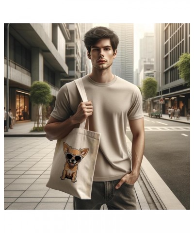 Chihuahua Cotton Tote Bag for Women Men Casual Tote Bag Cloth Canvas Shopping Bags with Handles Cute Bags Everyday Use 15" x ...