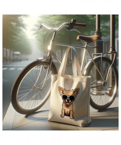 Chihuahua Cotton Tote Bag for Women Men Casual Tote Bag Cloth Canvas Shopping Bags with Handles Cute Bags Everyday Use 15" x ...