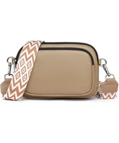 Quilted Crossbody Bag Elegant Handbag Purse with Wide Adjustable Strap Shoulder Purse Camera Bag Khaki $14.11 Shoulder Bags