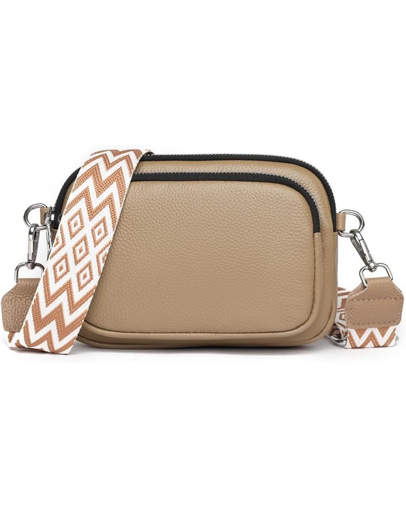 Quilted Crossbody Bag Elegant Handbag Purse with Wide Adjustable Strap Shoulder Purse Camera Bag Khaki $14.11 Shoulder Bags