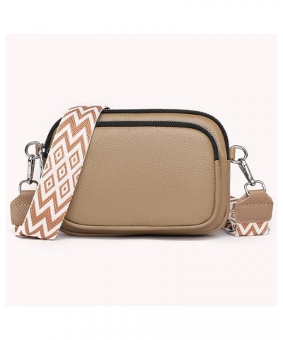 Quilted Crossbody Bag Elegant Handbag Purse with Wide Adjustable Strap Shoulder Purse Camera Bag Khaki $14.11 Shoulder Bags