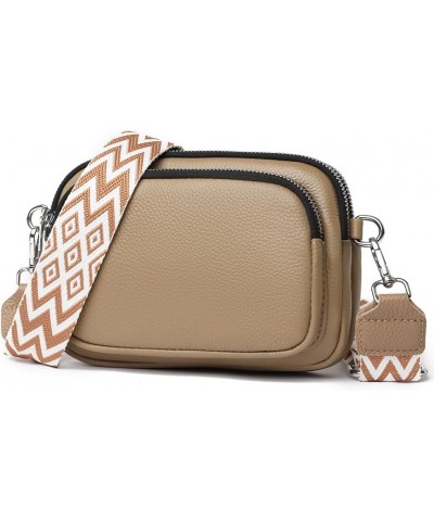 Quilted Crossbody Bag Elegant Handbag Purse with Wide Adjustable Strap Shoulder Purse Camera Bag Khaki $14.11 Shoulder Bags