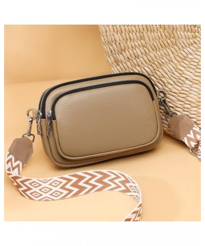 Quilted Crossbody Bag Elegant Handbag Purse with Wide Adjustable Strap Shoulder Purse Camera Bag Khaki $14.11 Shoulder Bags