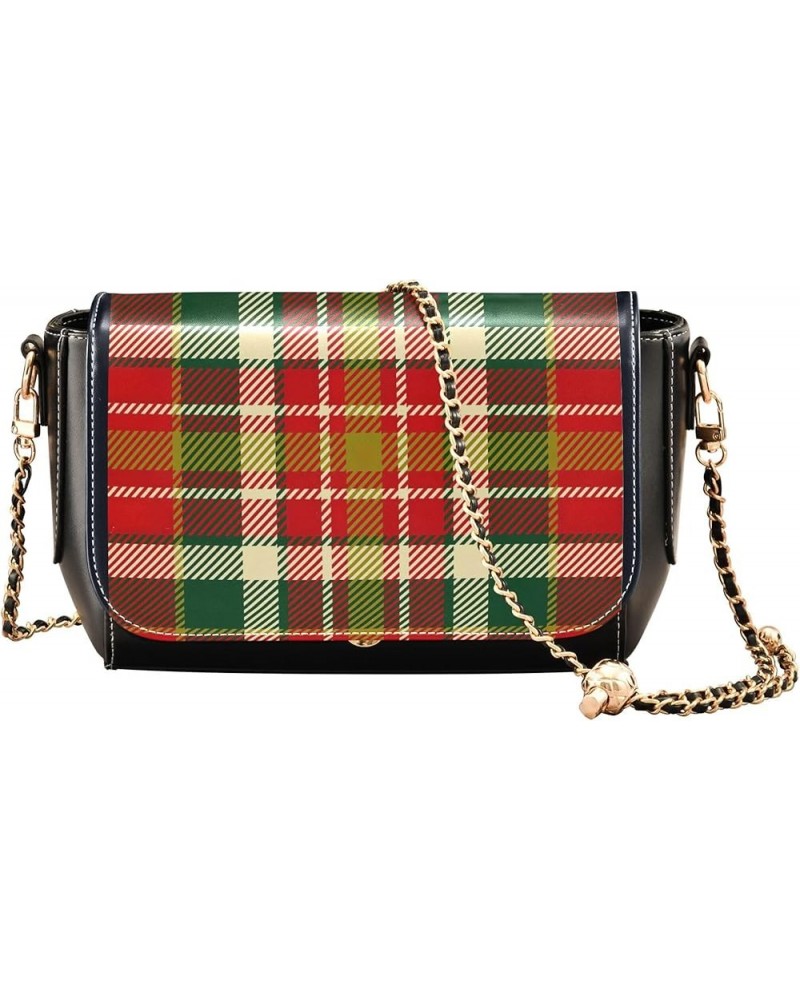 Floral Dogs Crossbody Bags for Women Black Leather Shoulder Bags Wallet Handbags with Chain Strap Tartan Colorful Plaid $22.8...