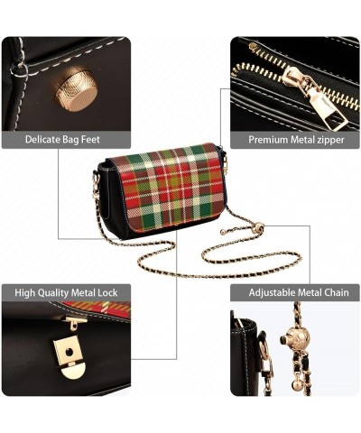 Floral Dogs Crossbody Bags for Women Black Leather Shoulder Bags Wallet Handbags with Chain Strap Tartan Colorful Plaid $22.8...