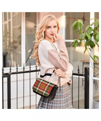 Floral Dogs Crossbody Bags for Women Black Leather Shoulder Bags Wallet Handbags with Chain Strap Tartan Colorful Plaid $22.8...