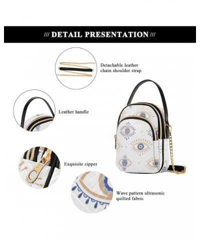 Evil Eye Magic Small Crossbody Handbag for Women Mini Over Shoulder Purse with Three Zippered Pockets Durable Wallet Purses f...