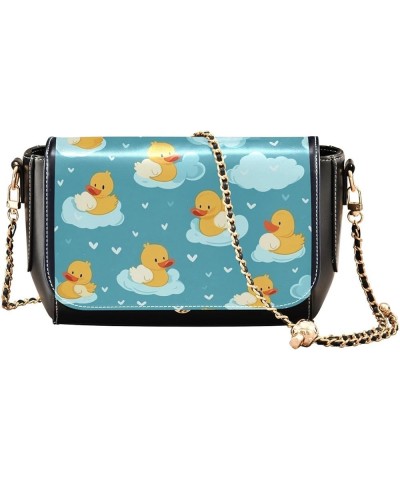 Fresh Watercolor Fruit Women Crossbody Bags Long Strap Stylish Clutch Purse Leather Cross Body Purses Blue Green Ducks Clouds...