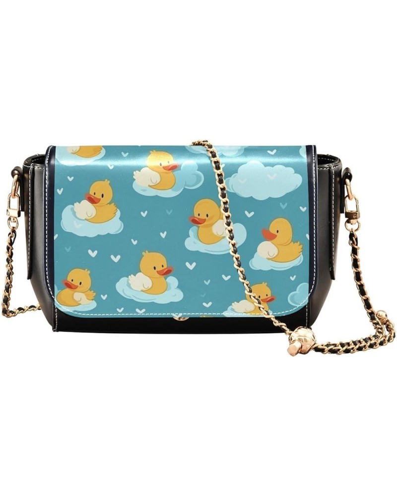 Fresh Watercolor Fruit Women Crossbody Bags Long Strap Stylish Clutch Purse Leather Cross Body Purses Blue Green Ducks Clouds...