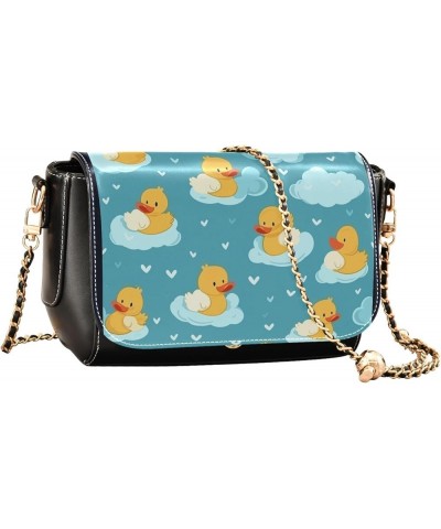 Fresh Watercolor Fruit Women Crossbody Bags Long Strap Stylish Clutch Purse Leather Cross Body Purses Blue Green Ducks Clouds...