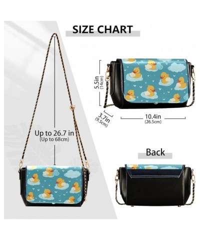 Fresh Watercolor Fruit Women Crossbody Bags Long Strap Stylish Clutch Purse Leather Cross Body Purses Blue Green Ducks Clouds...