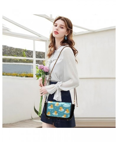 Fresh Watercolor Fruit Women Crossbody Bags Long Strap Stylish Clutch Purse Leather Cross Body Purses Blue Green Ducks Clouds...