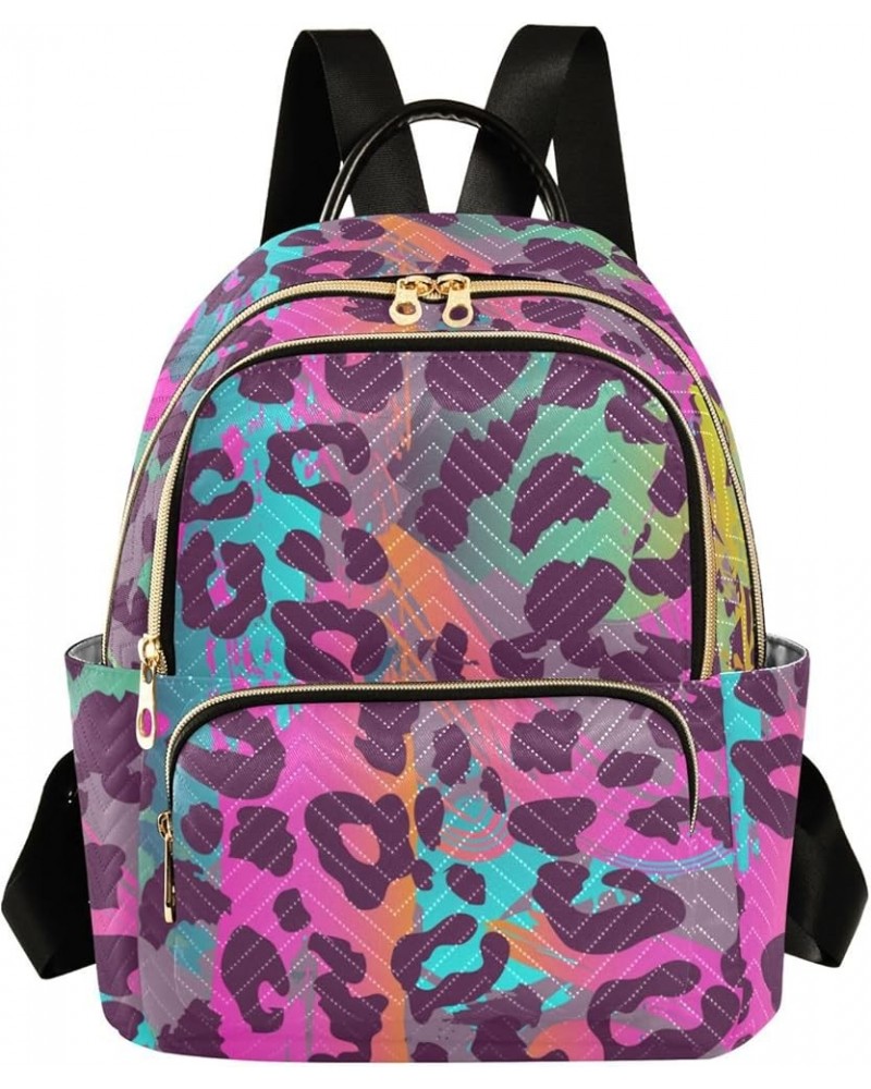 Laser Leopard Print Fashion Travel Backpack for Women Multi Pockets Lightweight Purse for Women-M Multicolor Medium $14.70 Ba...