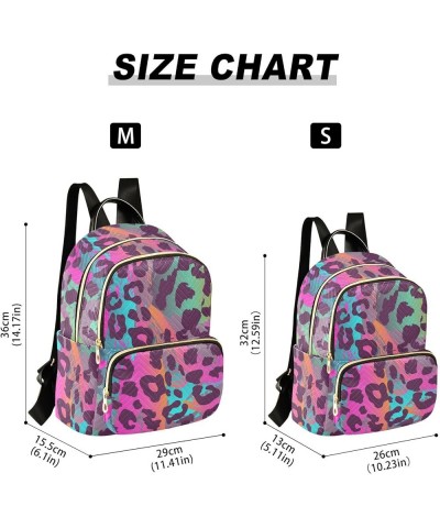 Laser Leopard Print Fashion Travel Backpack for Women Multi Pockets Lightweight Purse for Women-M Multicolor Medium $14.70 Ba...