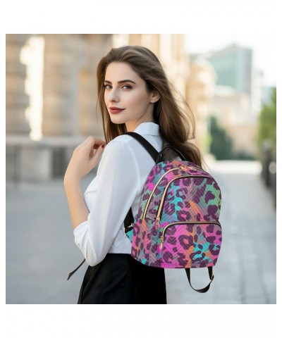 Laser Leopard Print Fashion Travel Backpack for Women Multi Pockets Lightweight Purse for Women-M Multicolor Medium $14.70 Ba...