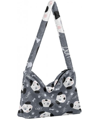 Plush Underarm Bag-Cute Doodle Dogs, Ladies Fluffy Shoulder Bag, Women Fluffy Tote Bag for Autumn and Winter $11.34 Totes