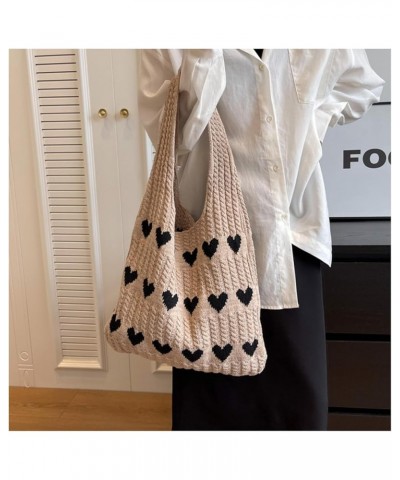 Large Capacity Knitted Handbags for Women, Hollow Y2k Tote Bag Crochet Beach Bag Shoulder Bag Casual Woven Shopping Khaki $9....