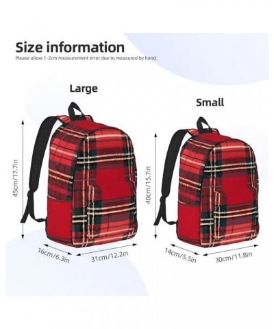 Plaid Red And Black Print Unisex Canvas Bag Canvas Shoulder Pouch Pack Lightweight Backpack For Woman Lady Black Medium $18.6...