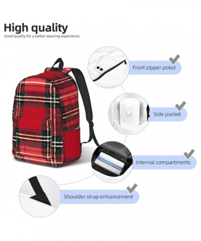 Plaid Red And Black Print Unisex Canvas Bag Canvas Shoulder Pouch Pack Lightweight Backpack For Woman Lady Black Medium $18.6...