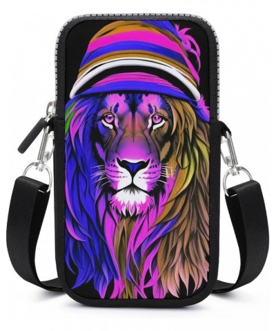 Premium Nylon Phone Crossbody Bag Passport, Credit Card Totebag with Zipper and Removable Shoulder Strap (Psychedelic Pyramid...