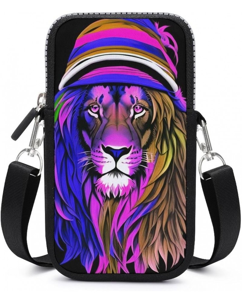 Premium Nylon Phone Crossbody Bag Passport, Credit Card Totebag with Zipper and Removable Shoulder Strap (Psychedelic Pyramid...