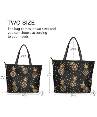 Golden Maple Leaves Handbags for Women Tote Bag Large Capacity Top Handle Shopper Shoulder Bag Gold Pineapples $11.04 Shoulde...