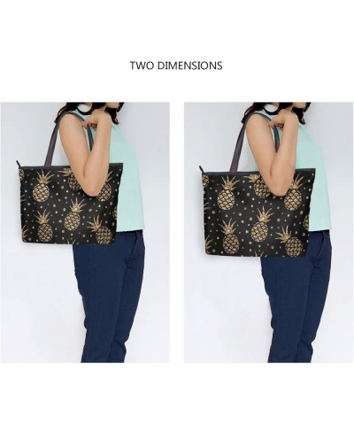 Golden Maple Leaves Handbags for Women Tote Bag Large Capacity Top Handle Shopper Shoulder Bag Gold Pineapples $11.04 Shoulde...