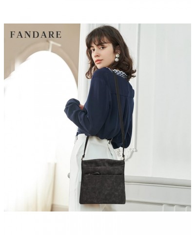 Retro Crossbody Bag Women Shoulder Bag Waterproof Satchel Bag PU Leather Multi-pocket Messenger Bag Black $22.78 Satchels