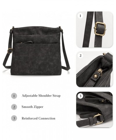 Retro Crossbody Bag Women Shoulder Bag Waterproof Satchel Bag PU Leather Multi-pocket Messenger Bag Black $22.78 Satchels