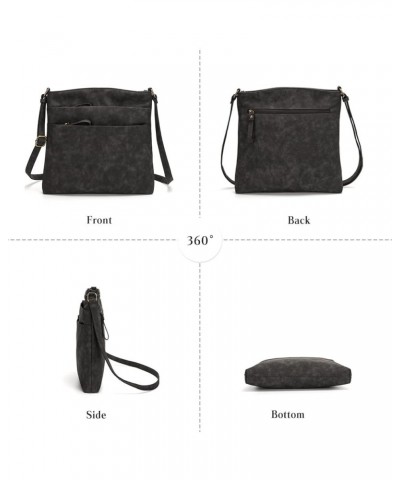 Retro Crossbody Bag Women Shoulder Bag Waterproof Satchel Bag PU Leather Multi-pocket Messenger Bag Black $22.78 Satchels