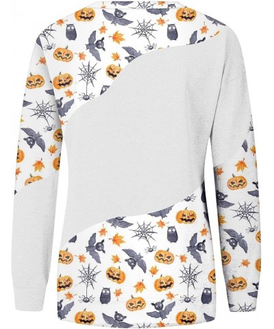 Tops for Women 2024 Fall and Winter Round Neck Sweatshirt Long Sleeve Halloween Print Outfits Dressy Pullover Tops 5-white $7...