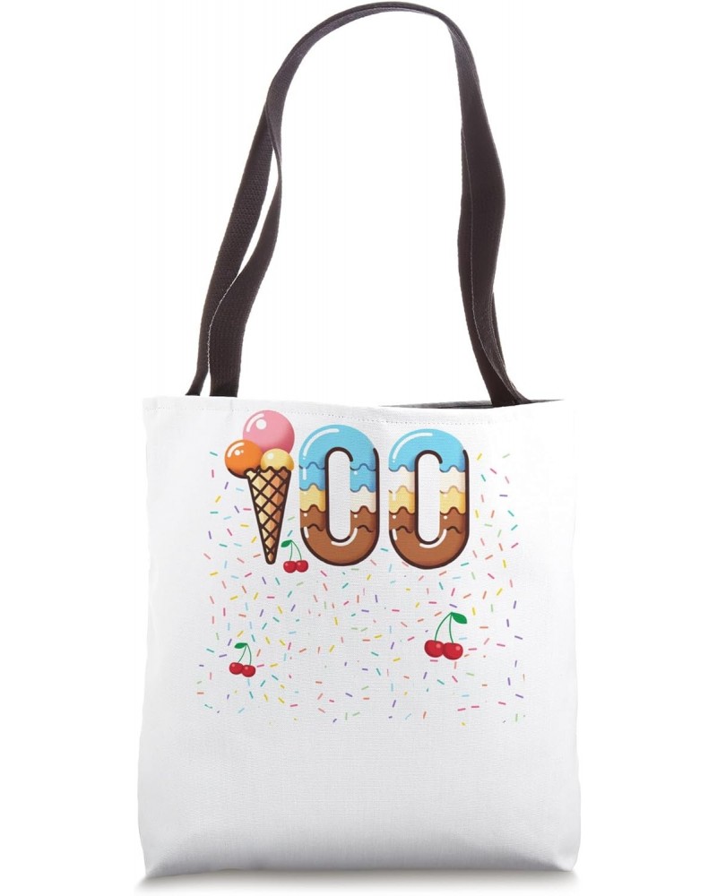 School 100 Days Cooled Down Ice Cream With Sprinkles And Che Tote Bag $13.08 Totes