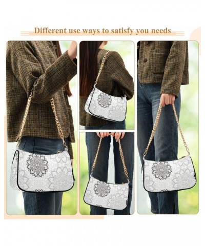 Flower Mandala Shoulder Bag for Women Clutch Shoulder Purse Chain Bag with Zipper Closure Women's Tote Hobo Handbags Hobo Bag...