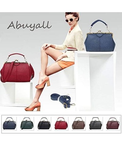 Women Small Retro Kiss Lock Pu Leather Vintage Purses and Handbags Tote Bags… Winered $22.03 Totes