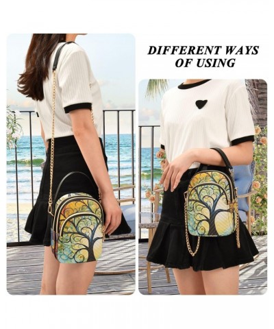 Colorful Tree Life Oil Painting Small Crossbody Purses for Women Crossbody Bags Fanny Packs Handbags Wallet Cell Phone Should...