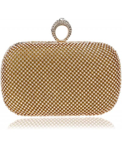 Diamond-studded Evening Bag Ladies Dress Evening Party Small Party Bags for Women Golden $37.61 Evening Bags