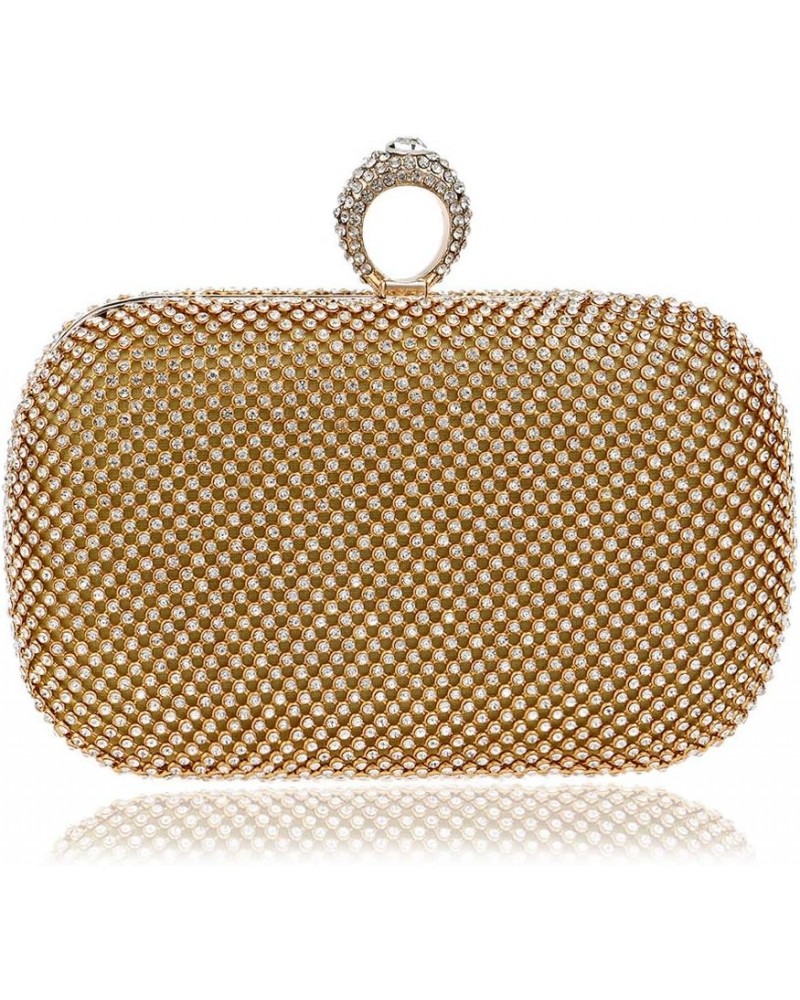 Diamond-studded Evening Bag Ladies Dress Evening Party Small Party Bags for Women Golden $37.61 Evening Bags