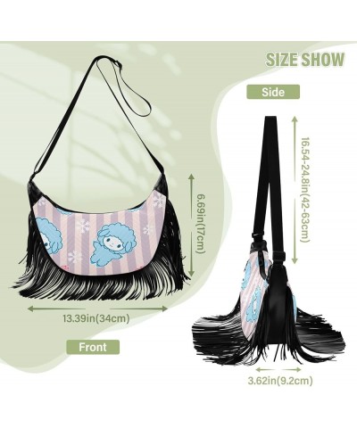 Women Fringe Tassel Cross Body Bag Yellow Sloth Grey Leisure Shoulder Bag Color227 $12.69 Crossbody Bags