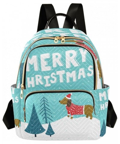 Pine Tree Dog Merry Christmas Women Backpack Purse Ladies Fashion Shoulder Bag Daypack Travel Bag 10L Medium $15.40 Backpacks