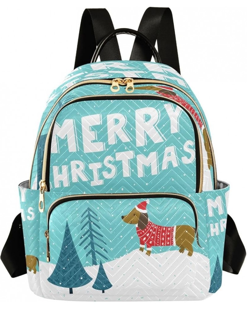 Pine Tree Dog Merry Christmas Women Backpack Purse Ladies Fashion Shoulder Bag Daypack Travel Bag 10L Medium $15.40 Backpacks